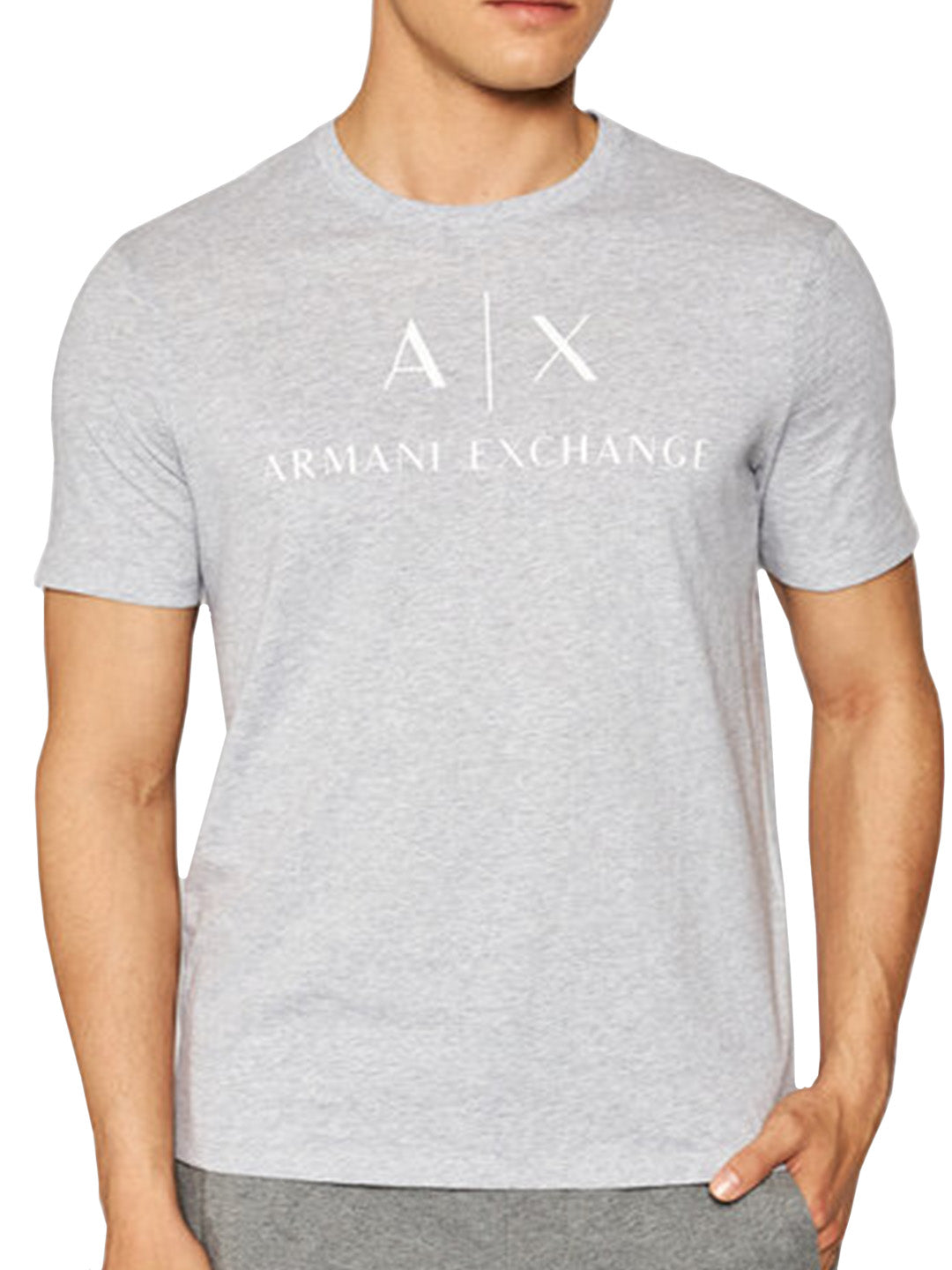 ARMANI EXCHANGE light grey/white cotton T-shirt