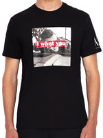 Load image into Gallery viewer, ARMANI EXCHANGE I WANT YOU black cotton T-shirt
