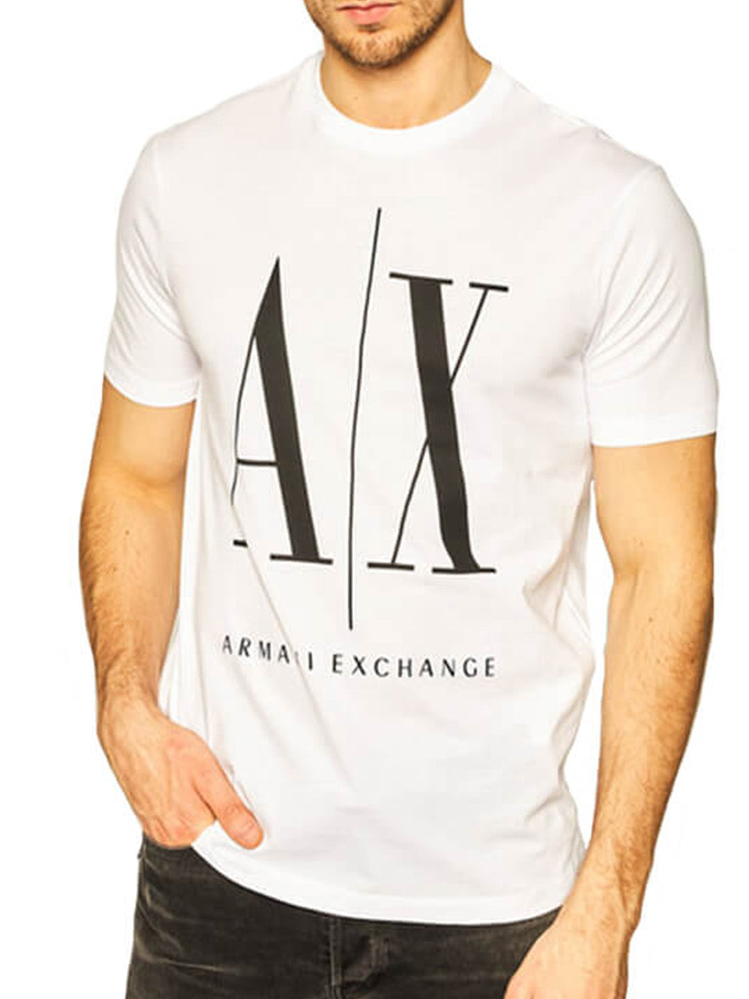 ARMANI EXCHANGE white/black cotton T-shirt