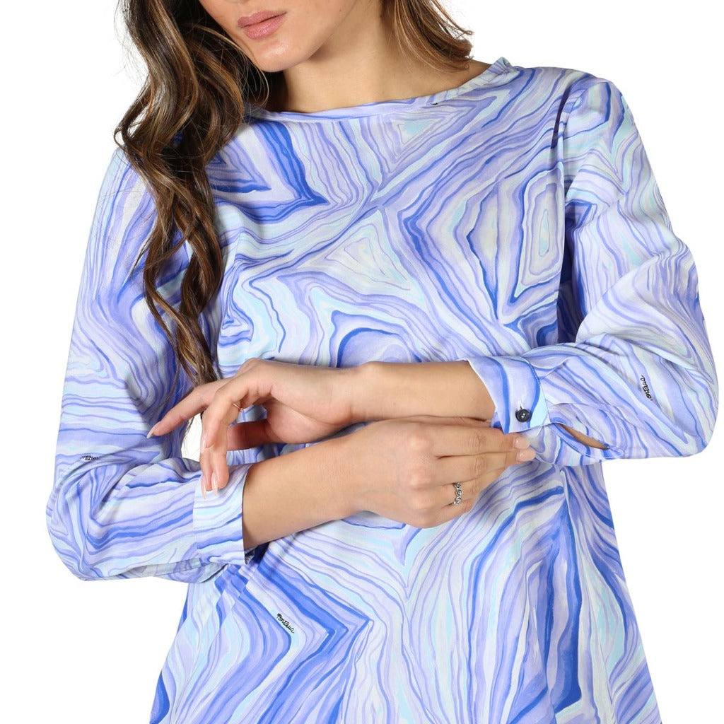 FONTANA 2.0 blue/white silk Blouse