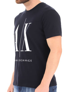 ARMANI EXCHANGE blue navy/white cotton T-shirt