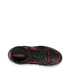 BIKKEMBERGS SIGGER black/red leather Hi Top Sneakers