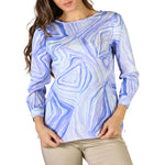 Load image into Gallery viewer, FONTANA 2.0 blue/white silk Blouse
