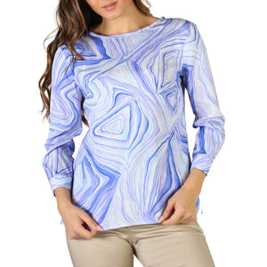 FONTANA 2.0 blue/white silk Blouse