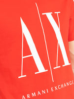 Load image into Gallery viewer, ARMANI EXCHANGE red/white cotton T-shirt
