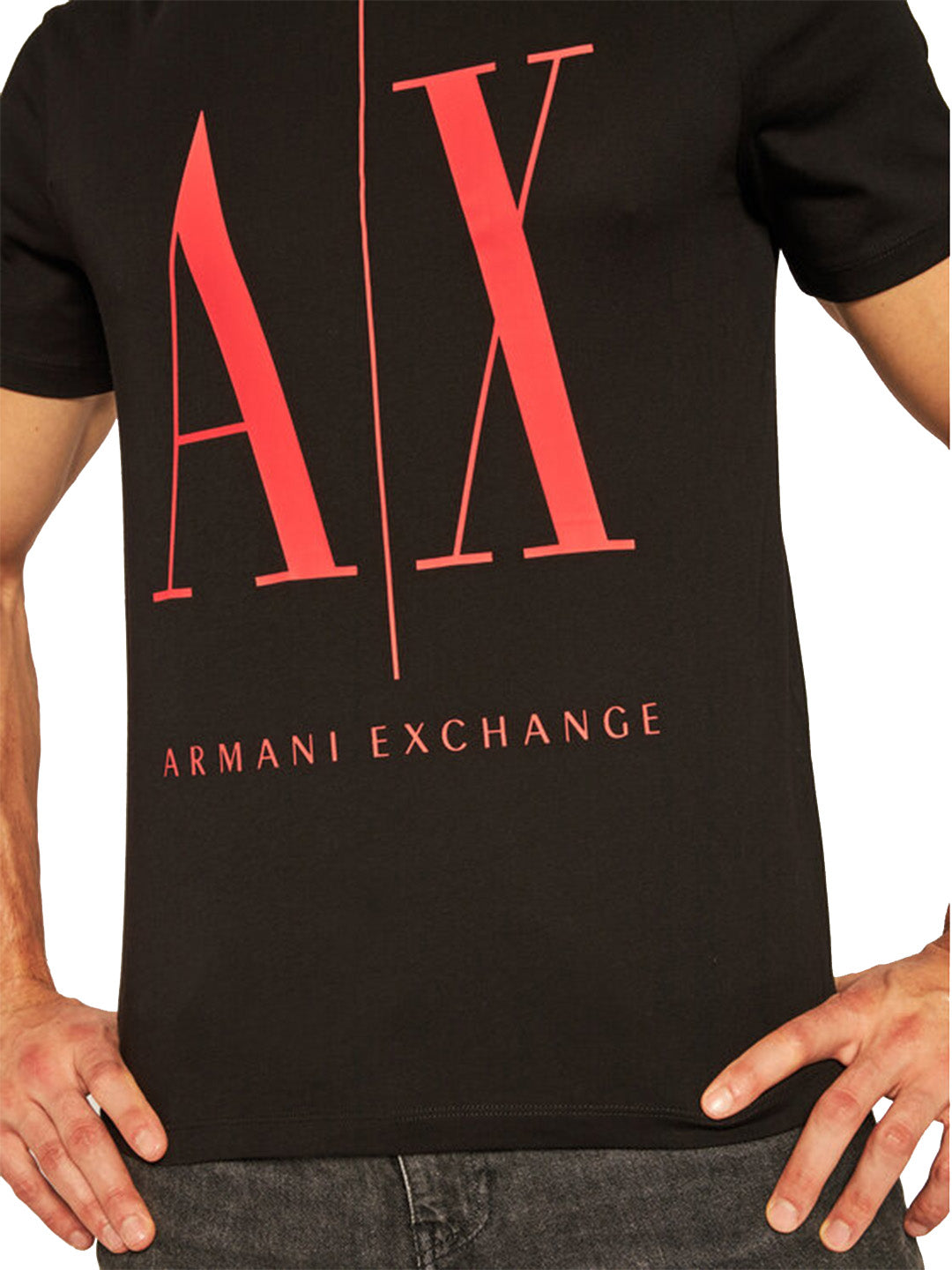 ARMANI EXCHANGE black/red cotton T-shirt