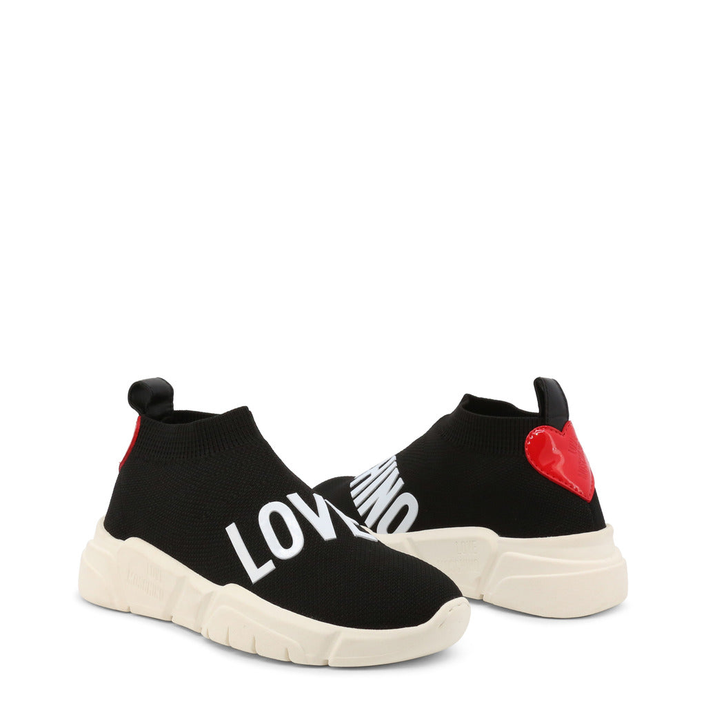 LOVE MOSCHINO black/white fabric Sneakers