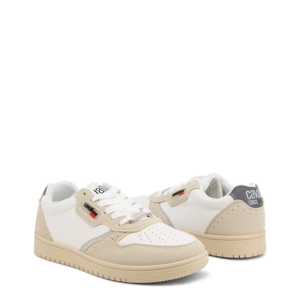 CAVALLI CLASS beige/white faux leather Sneakers