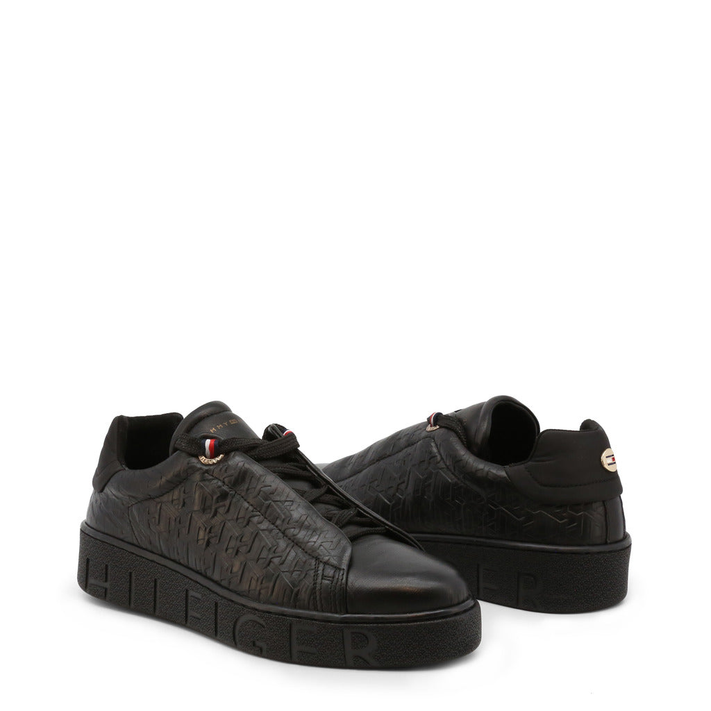 TOMMY HILFIGER black leather Sneakers