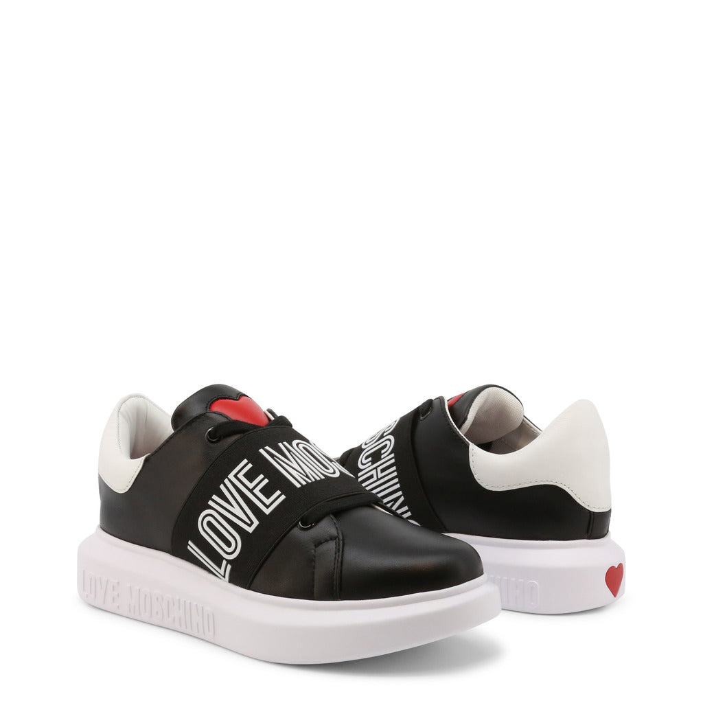 LOVE MOSCHINO black/white leather Sneakers