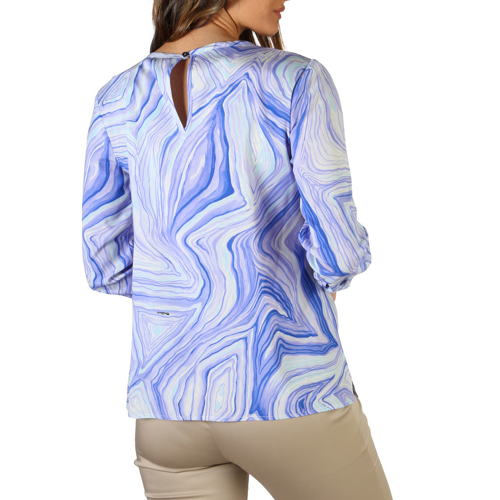 FONTANA 2.0 blue/white silk Blouse