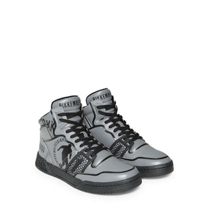BIKKEMBERGS SIGGER grey leather Hi Top Sneakers